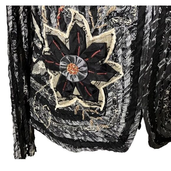 Obstinee By IKA Womens Partial Zip Floral Lightweight Blazer Style Jacket US 14 - Picture 6 of 12